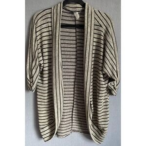 Say Anything Cardigan Women 2X‎ Plus Gold Stripe Open Front Lightweight Casual